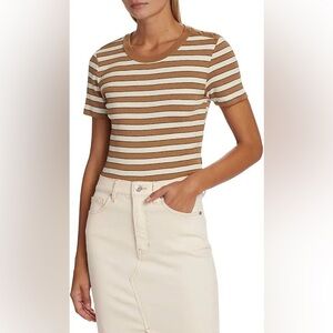 Veronica Beard Draya Stripe Rib Stretch Cotton Top size medium